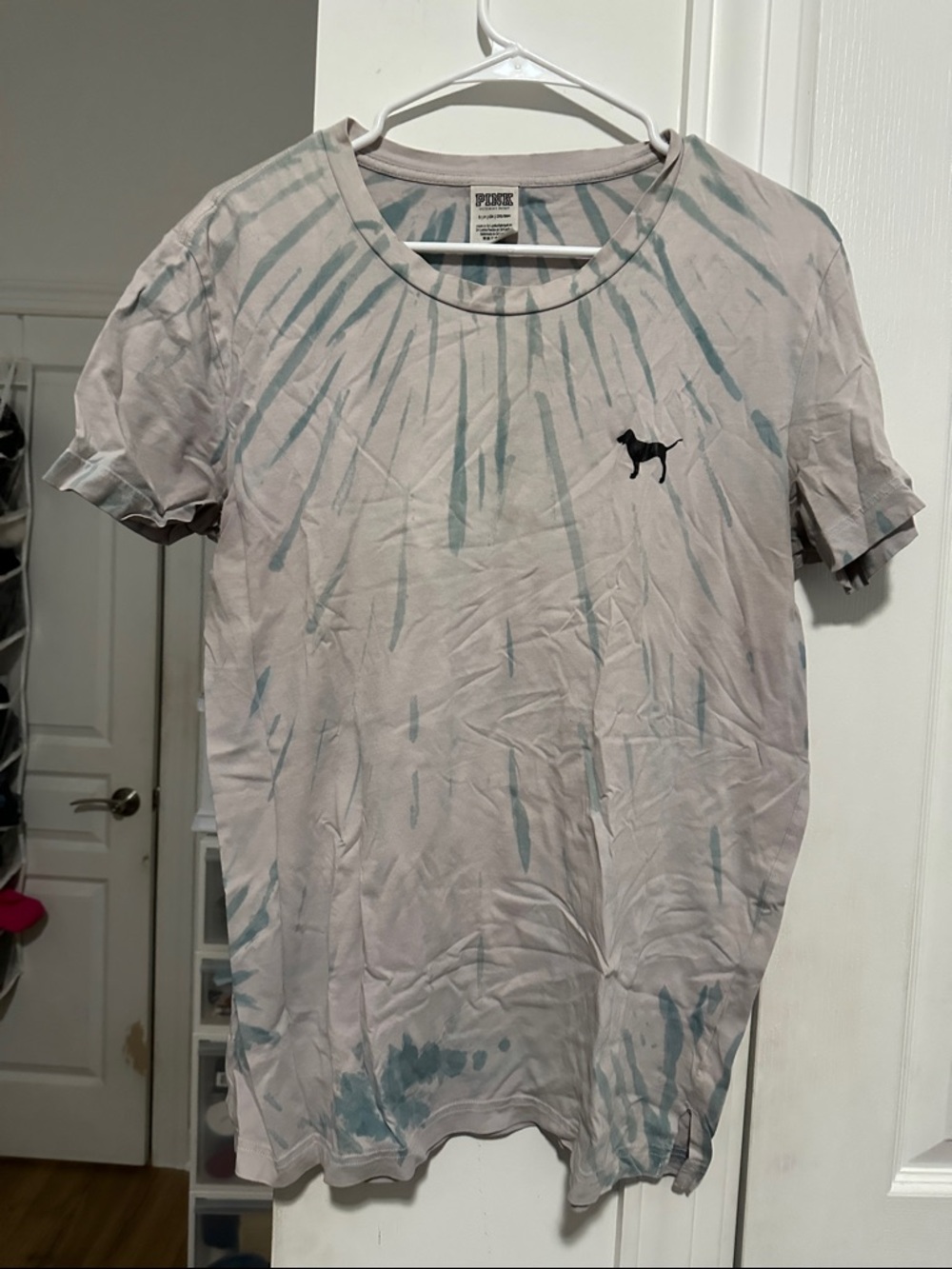 VS PINK Blue Tie-Dye Logo Tee
